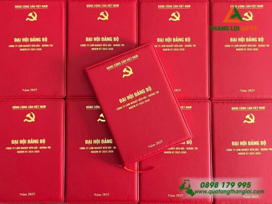 Sổ Tay Dán Gáy – Màu Đỏ – In Logo Đảng Cộng Sản Việt Nam
