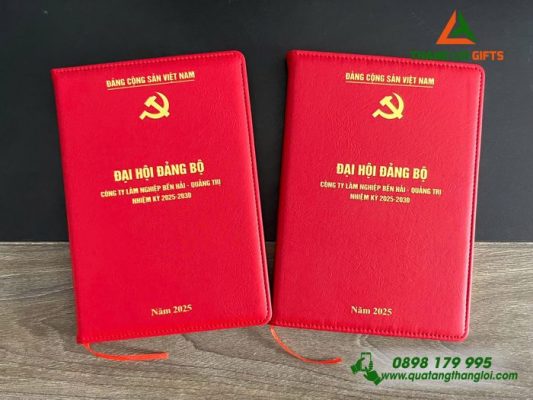 Sổ Tay Dán Gáy – Màu Đỏ – In Logo Đảng Cộng Sản Việt Nam