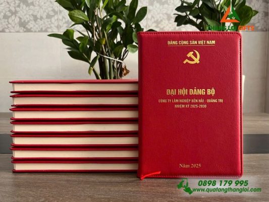 Sổ Tay Dán Gáy – Màu Đỏ – In Logo Đảng Cộng Sản Việt Nam
