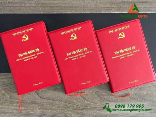 Sổ Tay Dán Gáy – Màu Đỏ – In Logo Đảng Cộng Sản Việt Nam