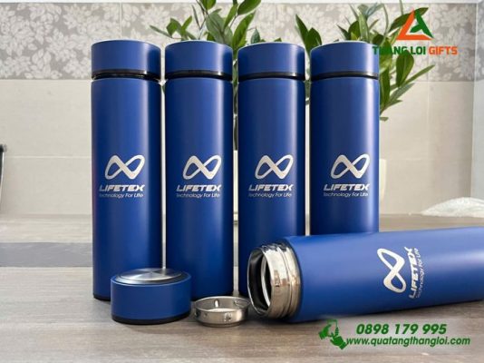 Bình Giữ Nhiệt Màu Xanh – Khắc Logo Doanh Nghiệp LIFTEX