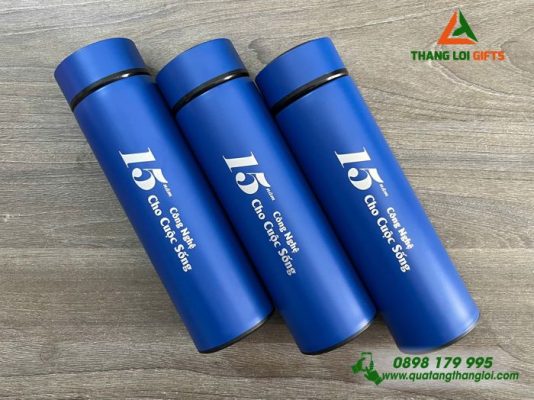 Bình Giữ Nhiệt Màu Xanh – Khắc Logo Doanh Nghiệp LIFTEX