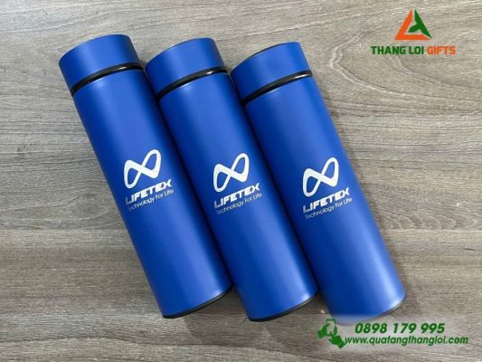 Bình Giữ Nhiệt Màu Xanh – Khắc Logo Doanh Nghiệp LIFTEX