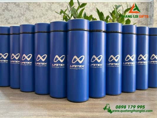 Bình Giữ Nhiệt Màu Xanh – Khắc Logo Doanh Nghiệp LIFTEX
