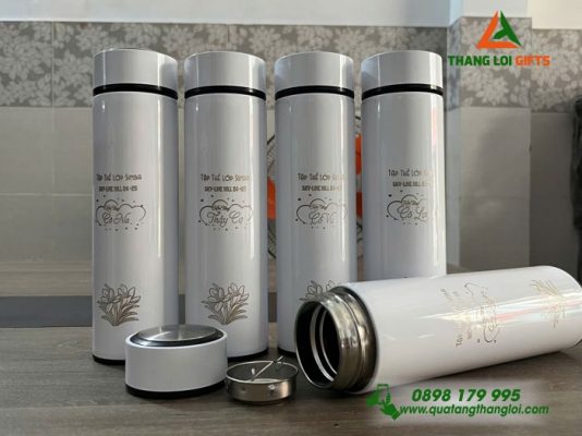 Bình Giữ Nhiệt 500ml Màu Trắng - Khắc Tên Làm Quà Tặng Tri Ân