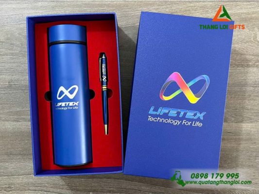 Combo Quà Tặng (Bình+Bút) - In Khắc Logo Doanh Nghiệp LIFETEX
