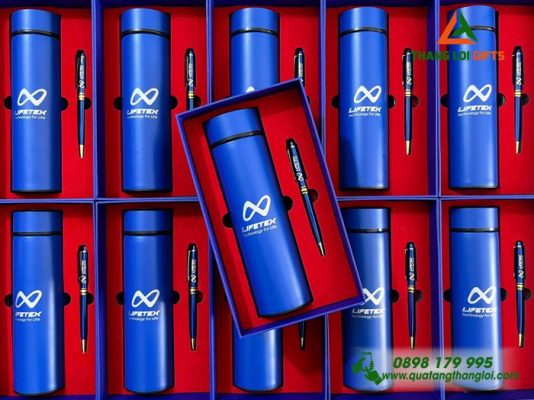 Combo Quà Tặng (Bình+Bút) - In Khắc Logo Doanh Nghiệp LIFETEX