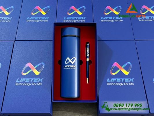 Combo Quà Tặng (Bình+Bút) - In Khắc Logo Doanh Nghiệp LIFETEX
