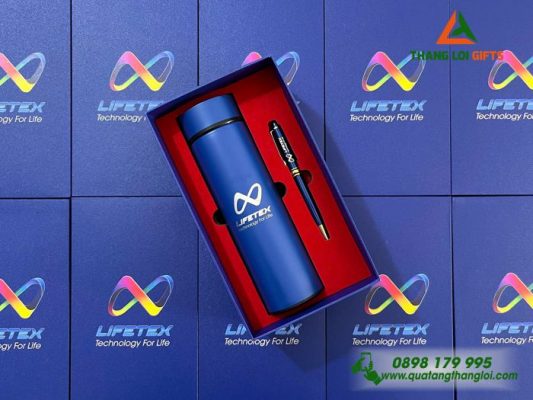 Combo Quà Tặng (Bình+Bút) - In Khắc Logo Doanh Nghiệp LIFETEX