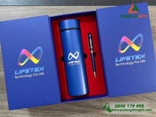 Combo Quà Tặng (Bình+Bút) - In Khắc Logo Doanh Nghiệp LIFETEX