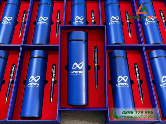 Combo Quà Tặng (Bình+Bút) - In Khắc Logo Doanh Nghiệp LIFETEX