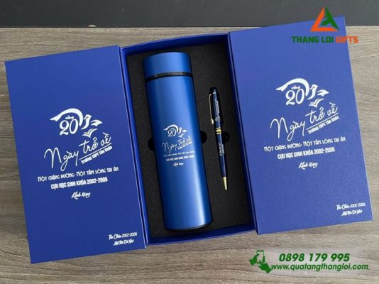 Gifset (Bình+Bút) – In Khắc Logo 20 Năm Trường THPT Tân Châu
