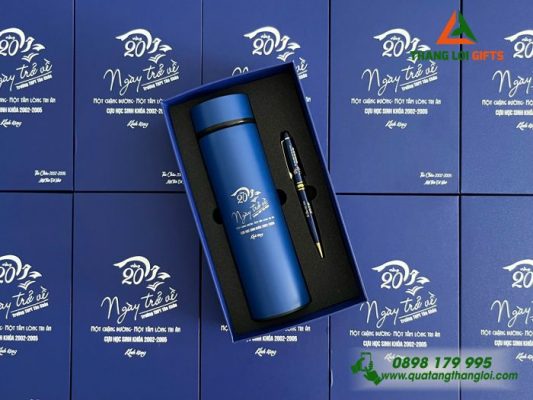 Gifset (Bình+Bút) – In Khắc Logo 20 Năm Trường THPT Tân Châu