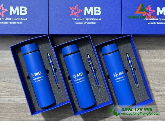 Set Quà Tặng (Bình + Bút) – Khắc Logo Ngân Hàng MB