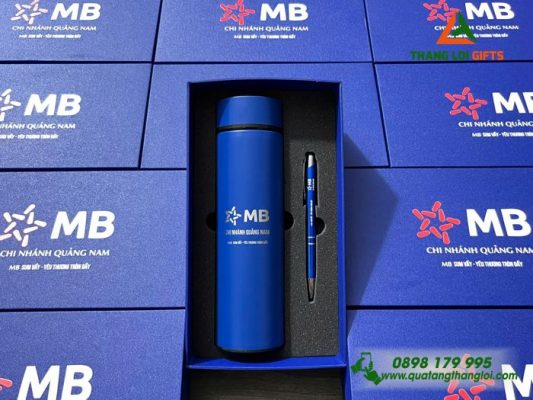 Set Quà Tặng (Bình + Bút) – Khắc Logo Ngân Hàng MB
