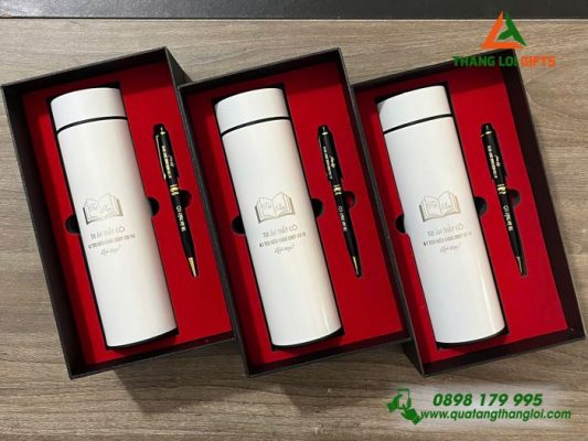 Combo Quà Tặng (Bình + Bút) – In Khắc Logo Tri Ân Thầy Cô