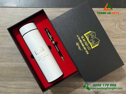 Combo Quà Tặng (Bình + Bút) – In Khắc Logo Tri Ân Thầy Cô