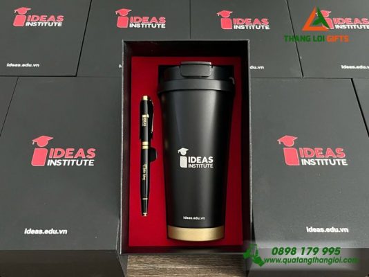 Gifset (Ly+Bút) – In Khắc Logo Doanh Nghiệp IDEAS Institute