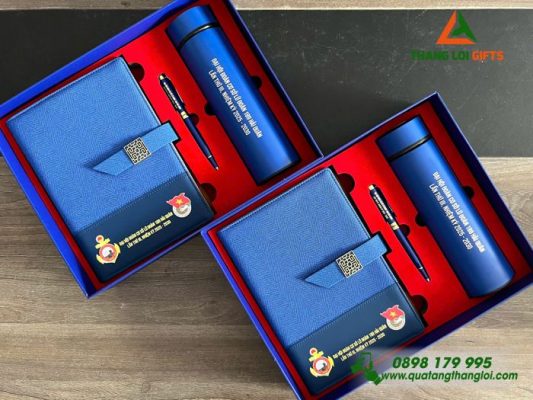 Gifset (Sổ+Bình+Bút) - In Khắc Logo Đoàn Cơ Sở Lữ Đoàn 189 Hải Quân