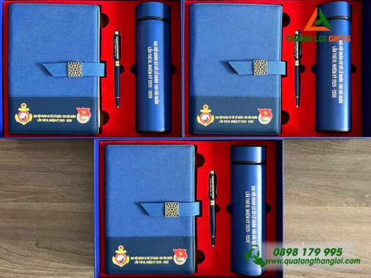 Gifset (Sổ+Bình+Bút) - In Khắc Logo Đoàn Cơ Sở Lữ Đoàn 189 Hải Quân