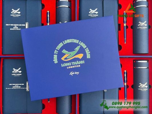 Gifset (Sổ+Bình+Bút) - In Khắc Logo Doanh Nghiệp Long Thành Logistics