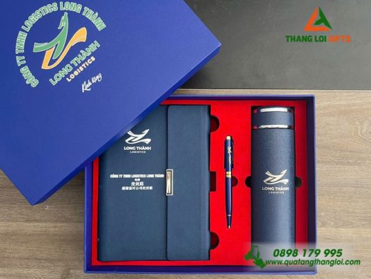 Gifset (Sổ+Bình+Bút) - In Khắc Logo Doanh Nghiệp Long Thành Logistics