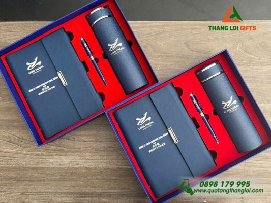 Gifset (Sổ+Bình+Bút) - In Khắc Logo Doanh Nghiệp Long Thành Logistics