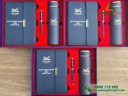 Gifset (Sổ+Bình+Bút) - In Khắc Logo Doanh Nghiệp Long Thành Logistics