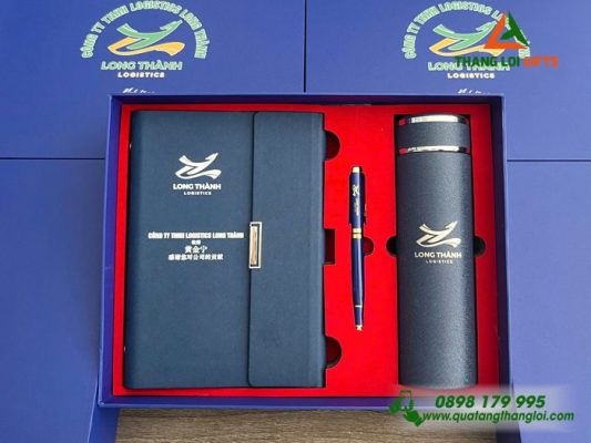 Gifset (Sổ+Bình+Bút) - In Khắc Logo Doanh Nghiệp Long Thành Logistics
