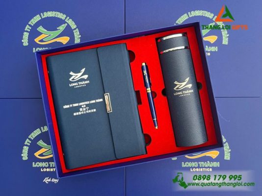 Gifset (Sổ+Bình+Bút) - In Khắc Logo Doanh Nghiệp Long Thành Logistics