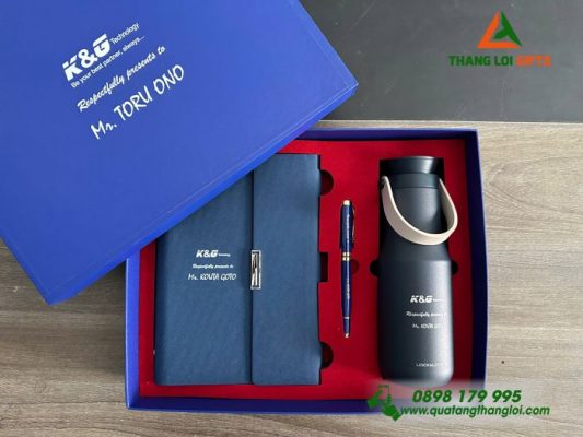 Combo Quà Tặng (Sổ+ Bình) - In Khắc Logo Doanh Nghiệp K&G