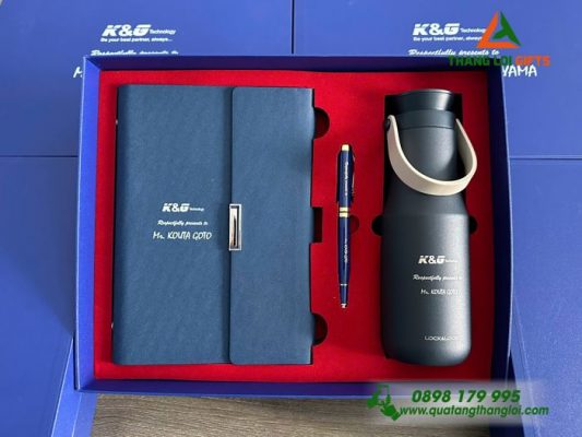 Combo Quà Tặng (Sổ+ Bình) - In Khắc Logo Doanh Nghiệp K&G