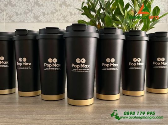 Ly Giữ Nhiệt Coffe 530ml Màu Đen – Khắc Logo Pop Max