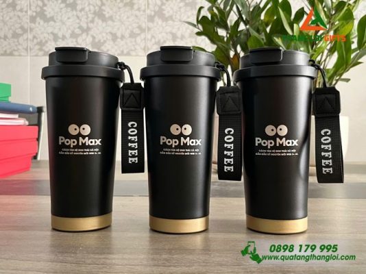 Ly Giữ Nhiệt Coffe 530ml Màu Đen – Khắc Logo Pop Max