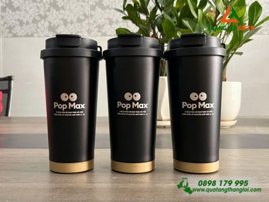 Ly Giữ Nhiệt Coffe 530ml Màu Đen – Khắc Logo Pop Max