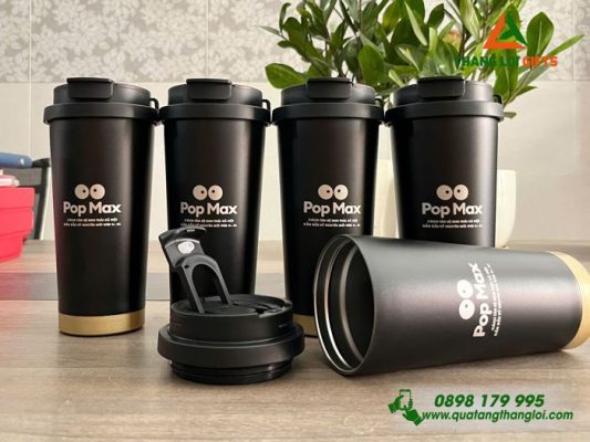 Ly Giữ Nhiệt Coffe 530ml Màu Đen – Khắc Logo Pop Max
