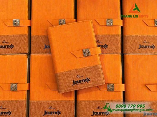 Sổ Tay Bìa Còng Màu Cam – In Logo Doanh Nghiệp Journex