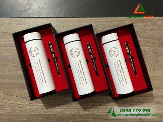 Combo Quà Tặng (Bình+Bút) - In Khắc Logo Trường Tiểu Học Kim Đồng
