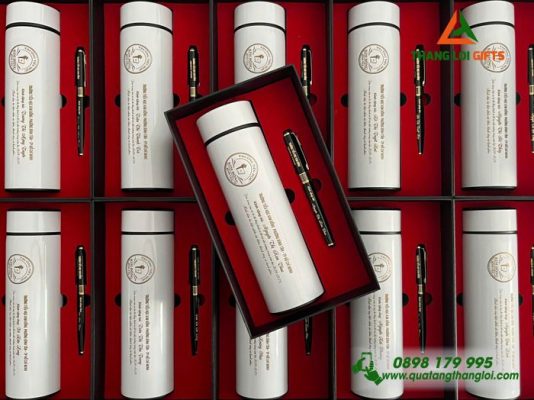 Combo Quà Tặng (Bình+Bút) - In Khắc Logo Trường Tiểu Học Kim Đồng