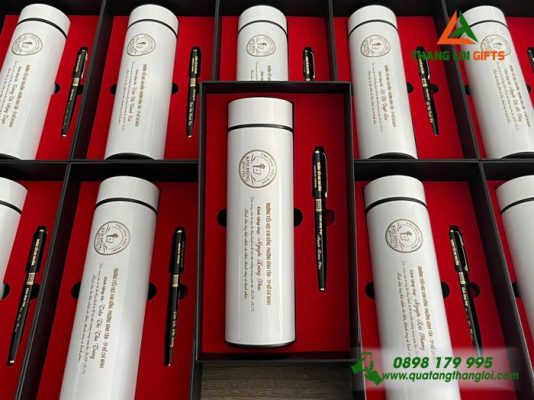 Combo Quà Tặng (Bình+Bút) - In Khắc Logo Trường Tiểu Học Kim Đồng