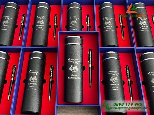 Combo Quà Tặng (Bình+Bút) – In Khắc Nội Dung Tri Ân Thầy Cản 