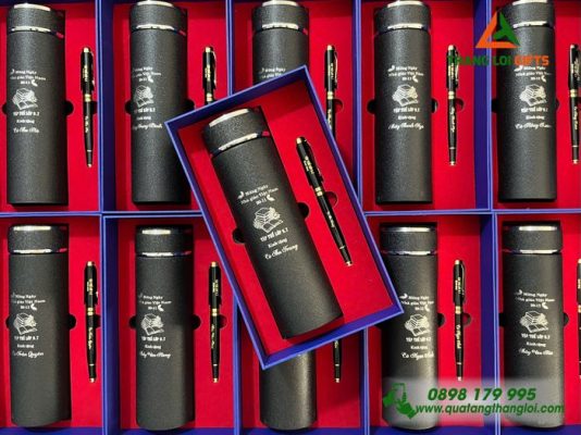 Combo Quà Tặng (Bình+Bút) – In Khắc Nội Dung Tri Ân Thầy Cản 