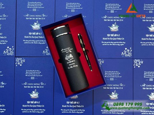 Combo Quà Tặng (Bình+Bút) – In Khắc Nội Dung Tri Ân Thầy Cản 