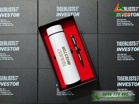 Set Quà Tặng (Bình+Bút) – In Khắc Logo Doanh Nghiệp TIGERLISTS