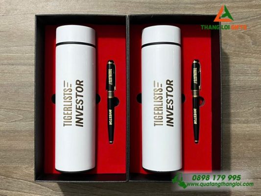Set Quà Tặng (Bình+Bút) – In Khắc Logo Doanh Nghiệp TIGERLISTS