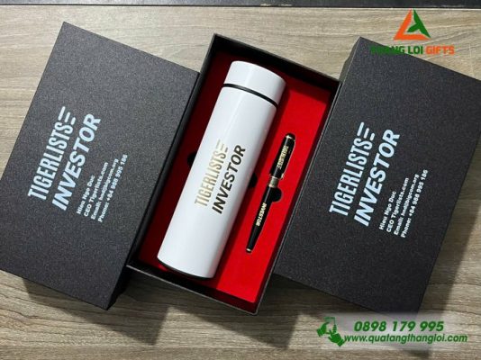Set Quà Tặng (Bình+Bút) – In Khắc Logo Doanh Nghiệp TIGERLISTS