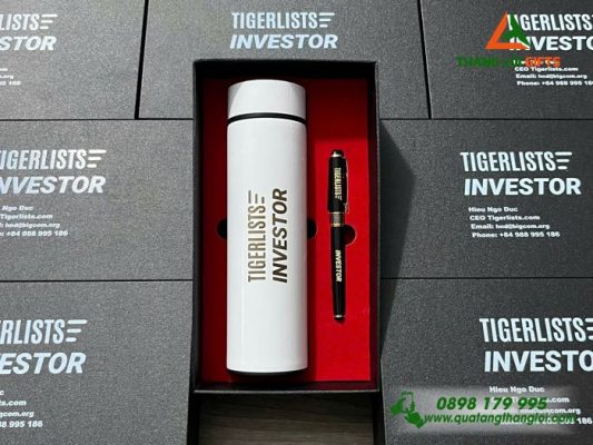 Set Quà Tặng (Bình+Bút) – In Khắc Logo Doanh Nghiệp TIGERLISTS