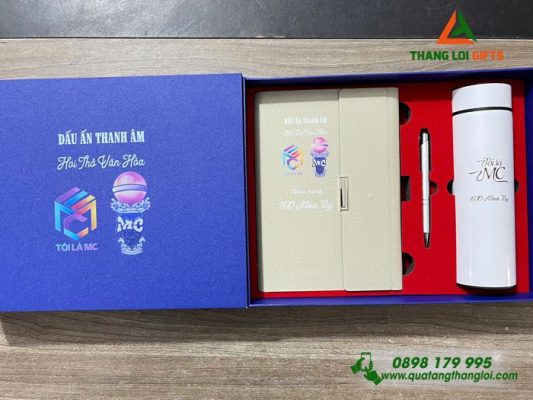 Giftset (Sổ+Bình+Bút) - In Khắc Logo MC Dấu Ấn Thanh Âm
