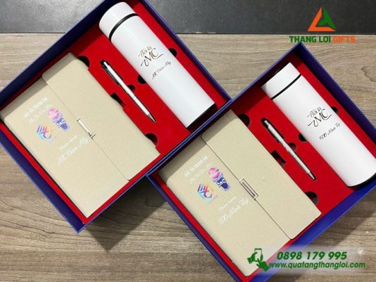 Giftset (Sổ+Bình+Bút) - In Khắc Logo MC Dấu Ấn Thanh Âm