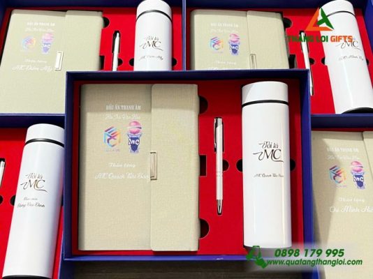 Giftset (Sổ+Bình+Bút) - In Khắc Logo MC Dấu Ấn Thanh Âm
